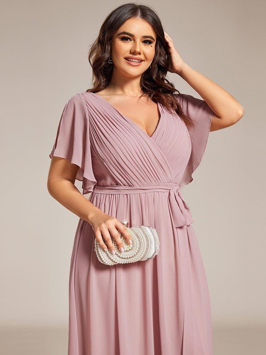 pretty LEORA|Plus Size V-Neck Floor-Length Chiffon Evening Dress - Image 54