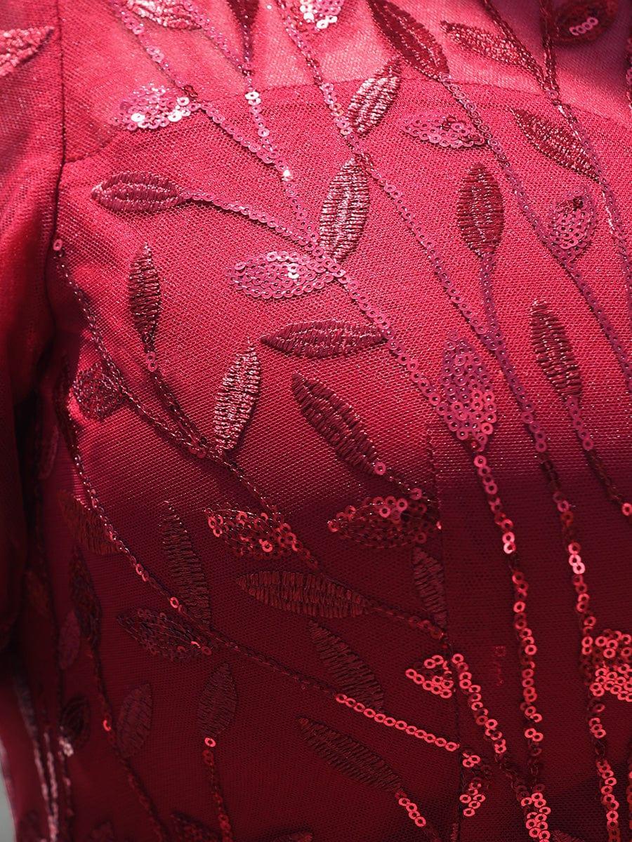 pretty JADEN|Plus Size Sequin Leaf Long Mermaid Tulle Prom Dress - Image 22