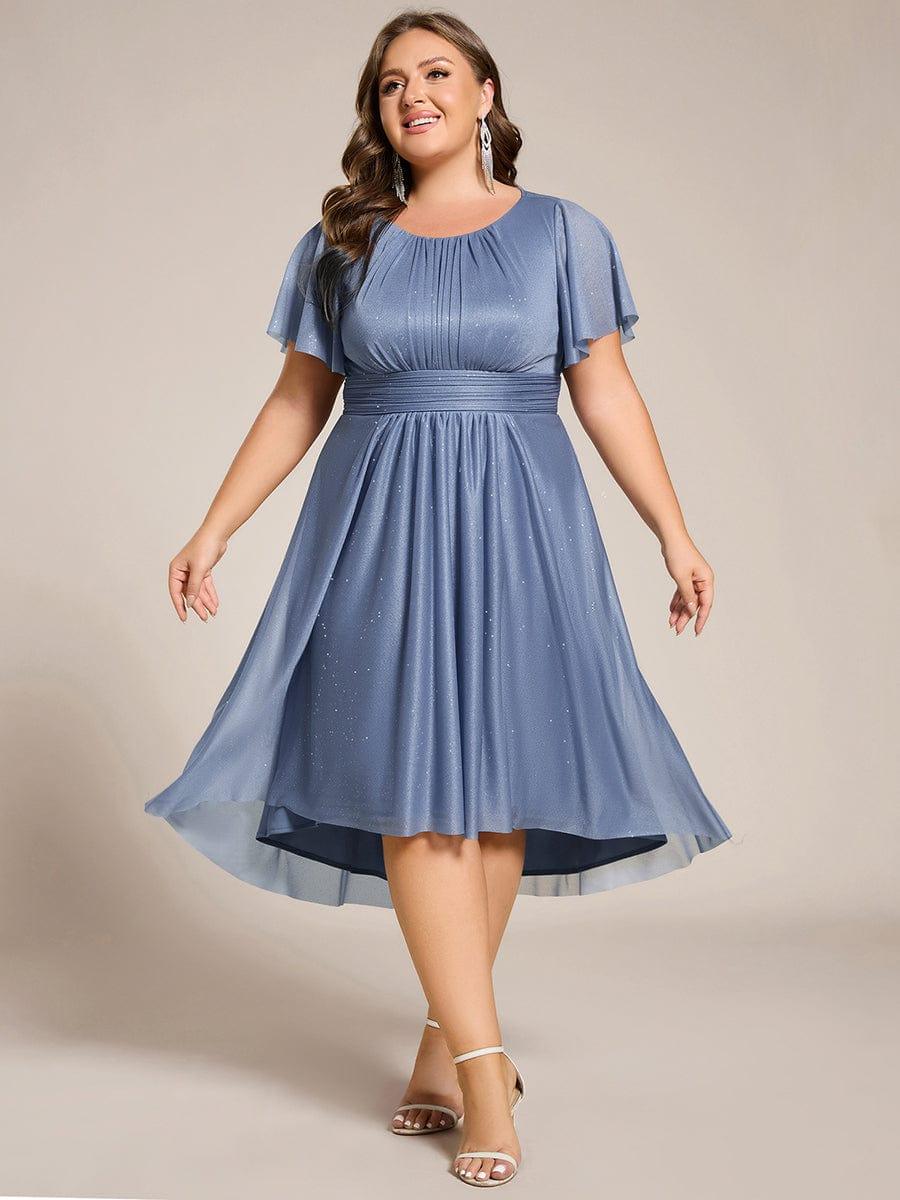pretty CLARYN|Plus Size Glitter Round Neck Midi Wedding Guest Dress - Image 10