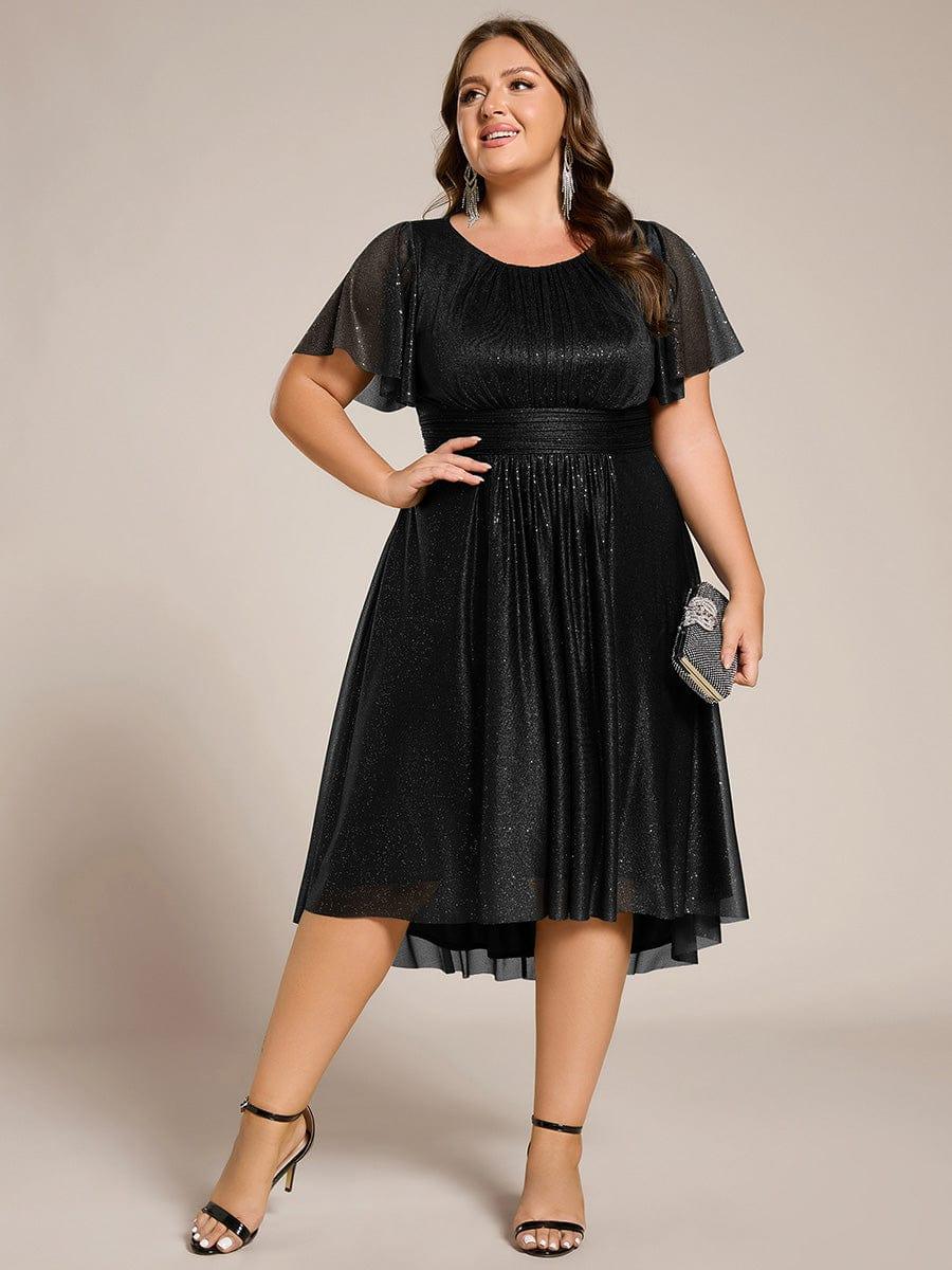 pretty CLARYN|Plus Size Glitter Round Neck Midi Wedding Guest Dress - Image 11