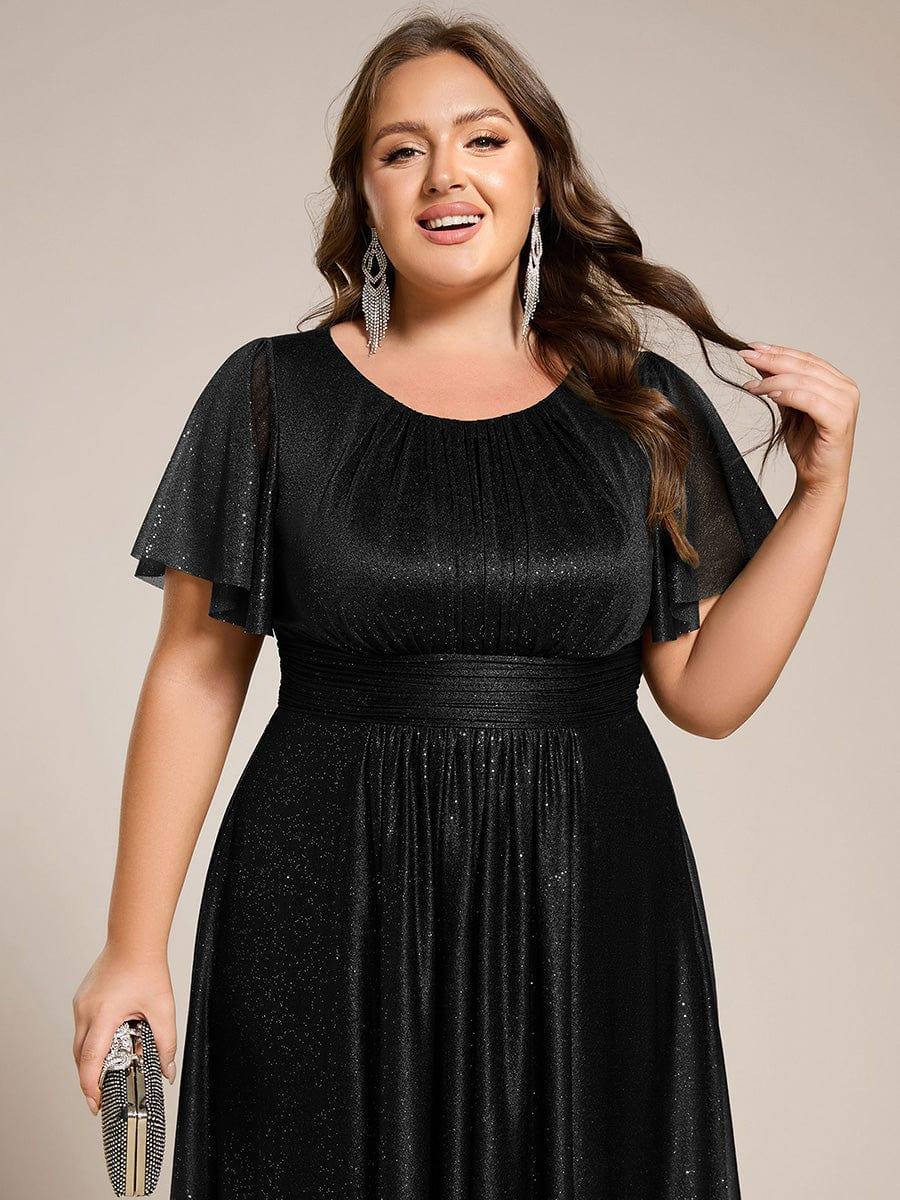 pretty CLARYN|Plus Size Glitter Round Neck Midi Wedding Guest Dress - Image 13