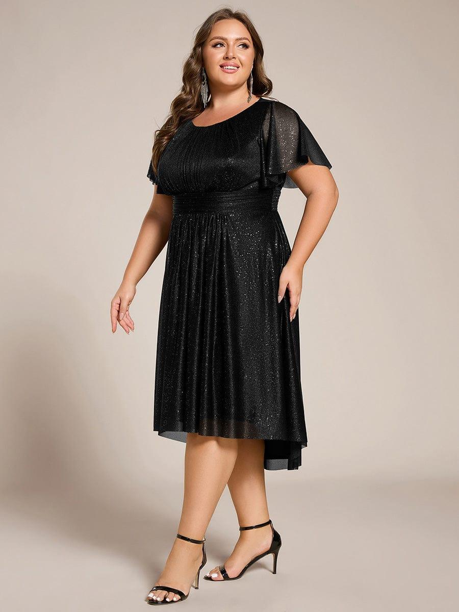 pretty CLARYN|Plus Size Glitter Round Neck Midi Wedding Guest Dress - Image 14