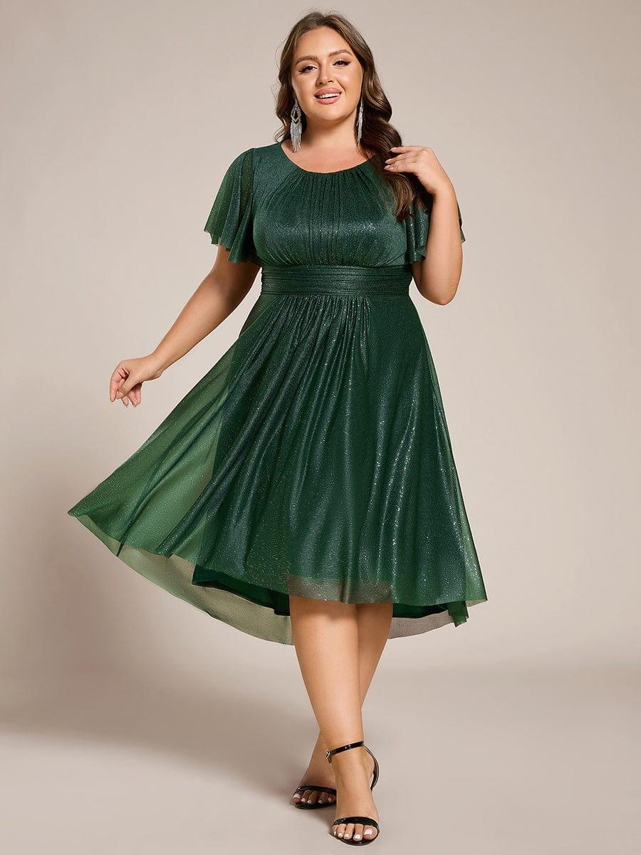 pretty CLARYN|Plus Size Glitter Round Neck Midi Wedding Guest Dress - Image 16