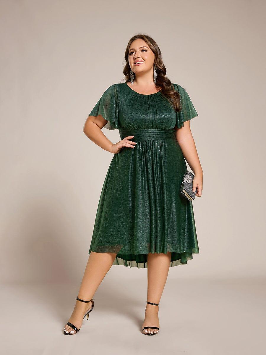 pretty CLARYN|Plus Size Glitter Round Neck Midi Wedding Guest Dress - Image 19