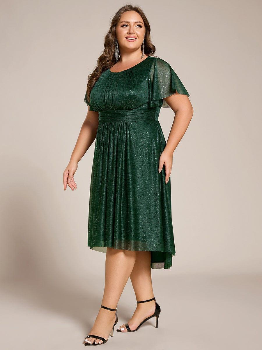 pretty CLARYN|Plus Size Glitter Round Neck Midi Wedding Guest Dress - Image 20