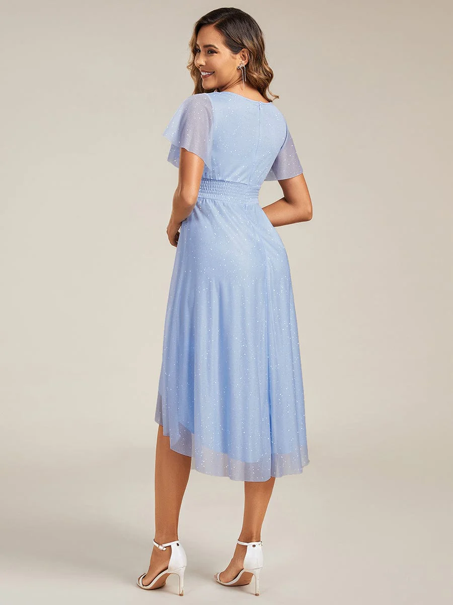 pretty CLARYN|Plus Size Glitter Round Neck Midi Wedding Guest Dress - Image 22