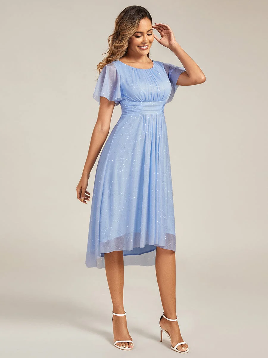 pretty CLARYN|Plus Size Glitter Round Neck Midi Wedding Guest Dress - Image 23