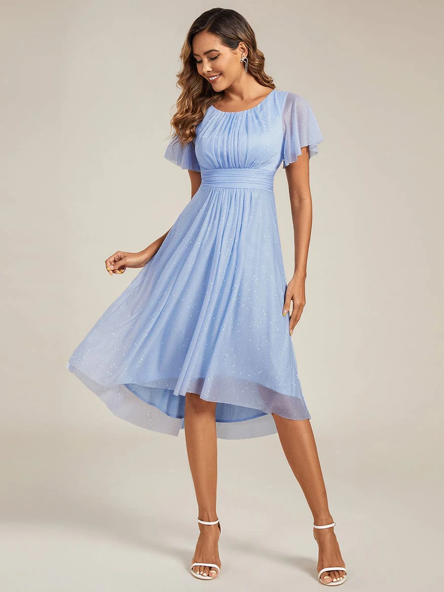 pretty CLARYN|Plus Size Glitter Round Neck Midi Wedding Guest Dress - Image 24
