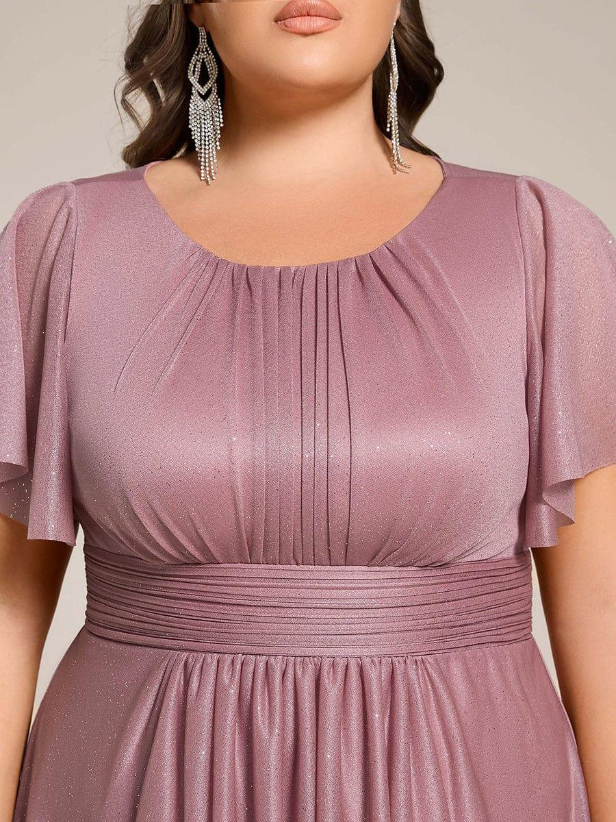 pretty CLARYN|Plus Size Glitter Round Neck Midi Wedding Guest Dress - Image 3