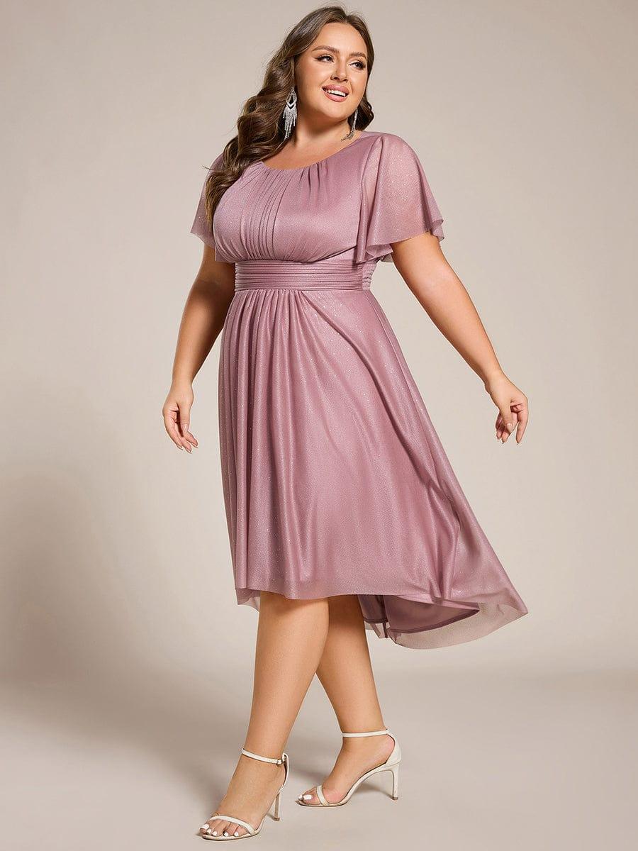 pretty CLARYN|Plus Size Glitter Round Neck Midi Wedding Guest Dress - Image 4