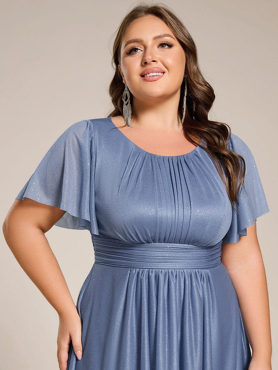 pretty CLARYN|Plus Size Glitter Round Neck Midi Wedding Guest Dress - Image 8