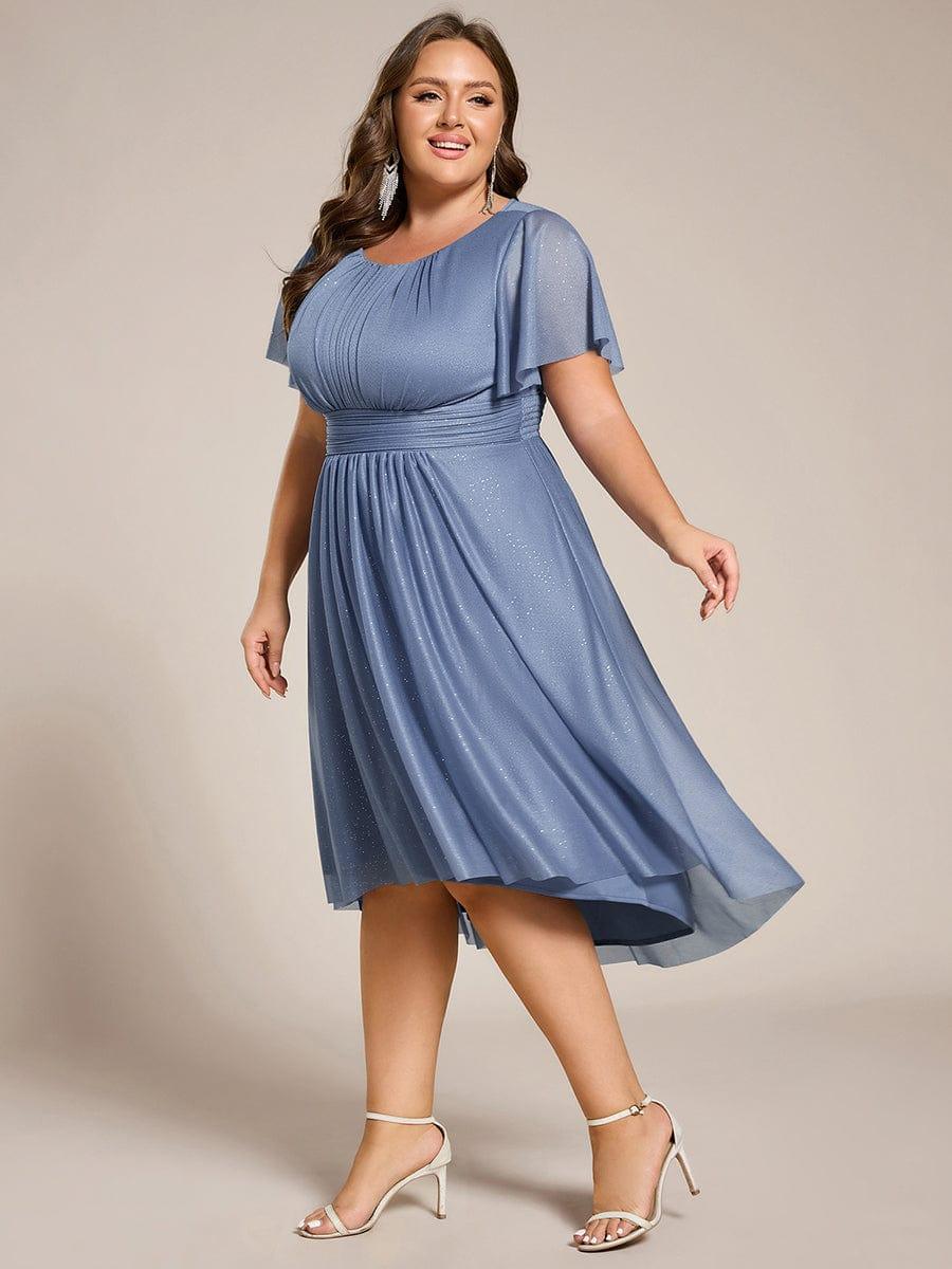 pretty CLARYN|Plus Size Glitter Round Neck Midi Wedding Guest Dress - Image 9
