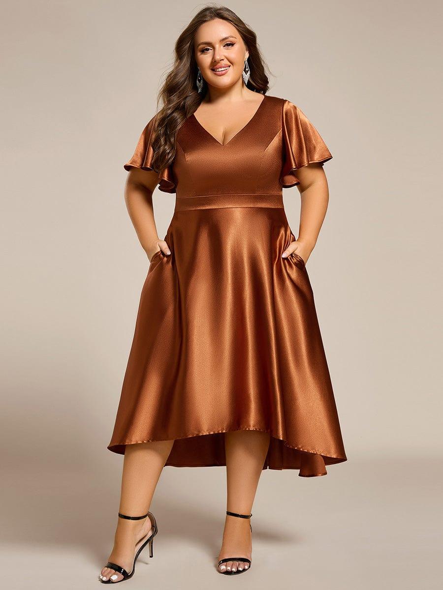 pretty SCARLEN | Plus Size High-Low Satin Guest Dress with Pockets - Image 10