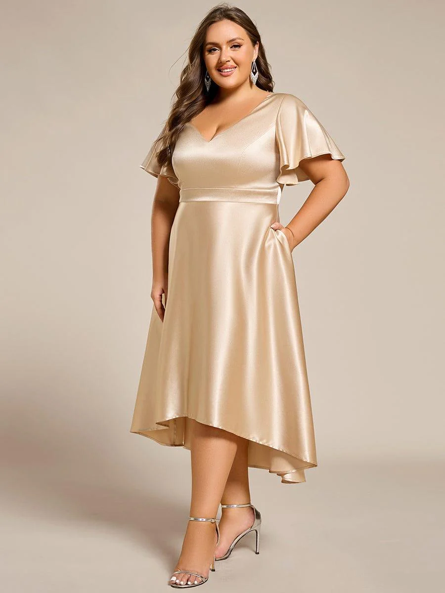 pretty SCARLEN | Plus Size High-Low Satin Guest Dress with Pockets - Image 15