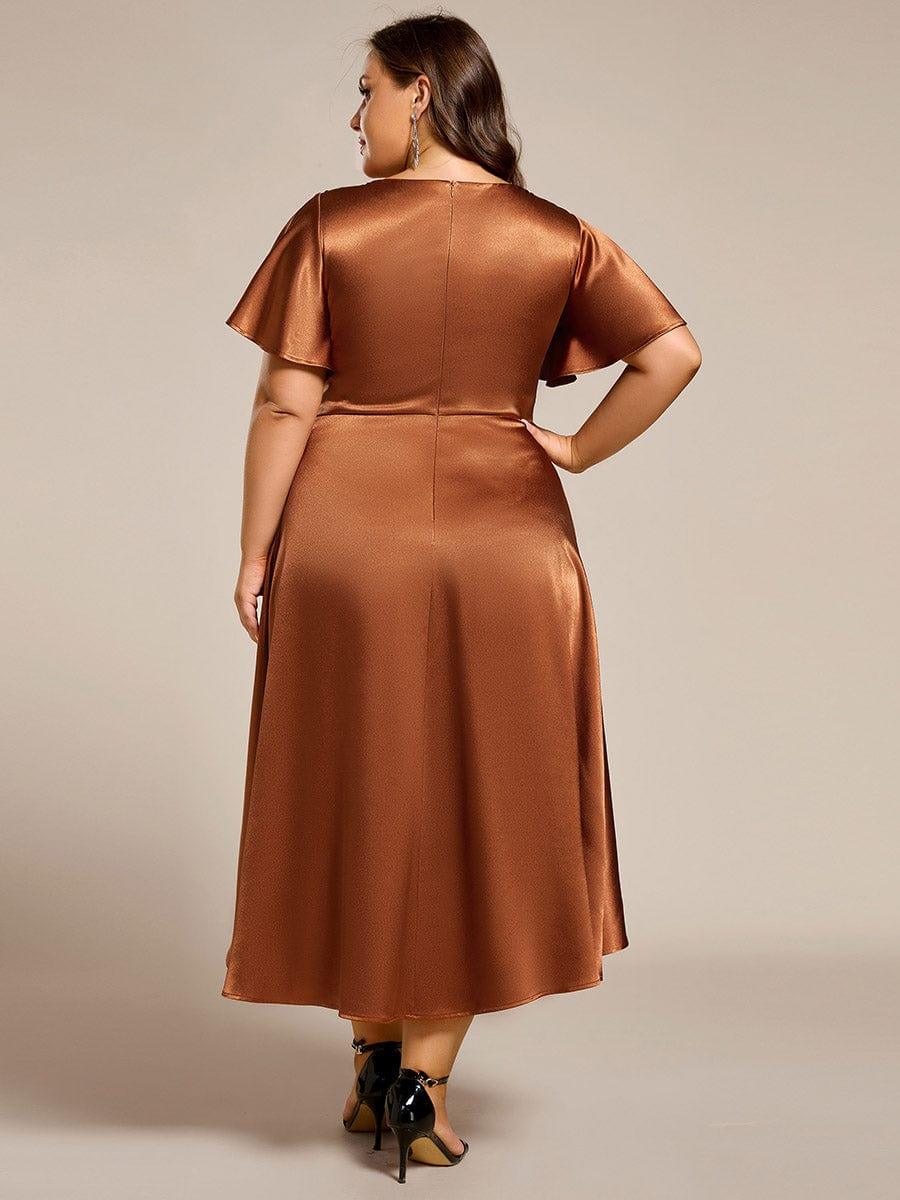 pretty SCARLEN | Plus Size High-Low Satin Guest Dress with Pockets - Image 7