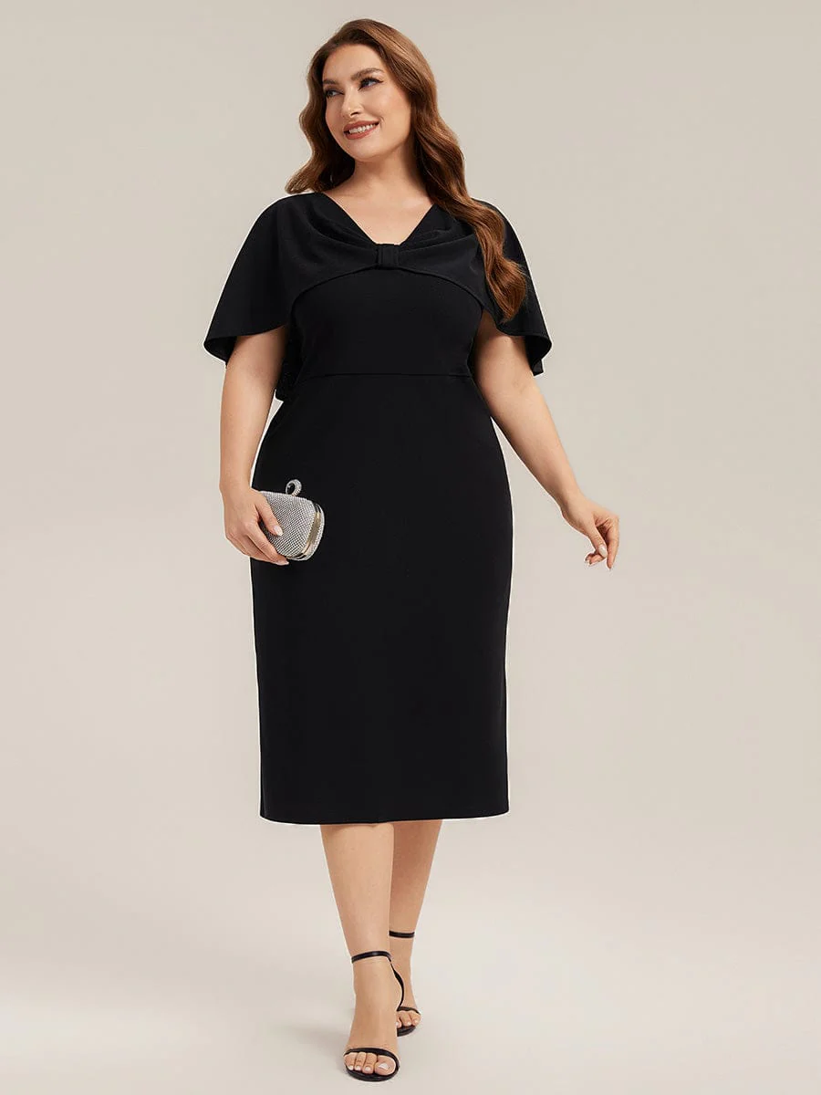 Knit Shawl Sleeve Sheath Dress - Image 19