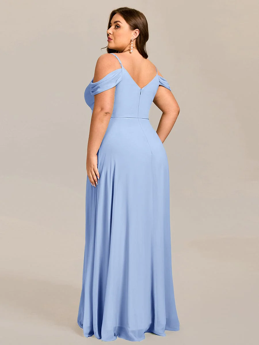 pretty LIANNE|Plus Size Multiway A-Line Off the Shoulder Chiffon Maxi Bridesmaid Dress - Image 23