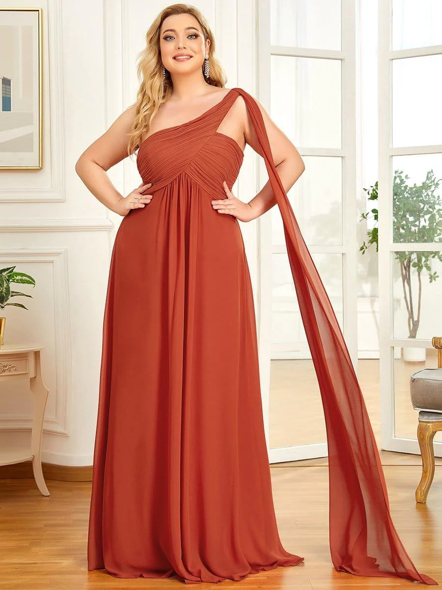pretty ANAYA|Plus Size Chiffon One Shoulder Maxi Evening Dresses(Final Sale) - Image 19