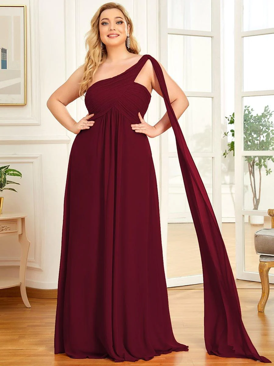 pretty ANAYA|Plus Size Chiffon One Shoulder Maxi Evening Dresses(Final Sale) - Image 3