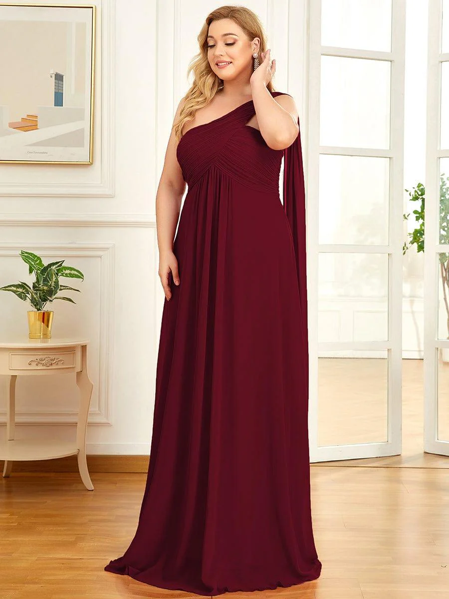 pretty ANAYA|Plus Size Chiffon One Shoulder Maxi Evening Dresses(Final Sale) - Image 5