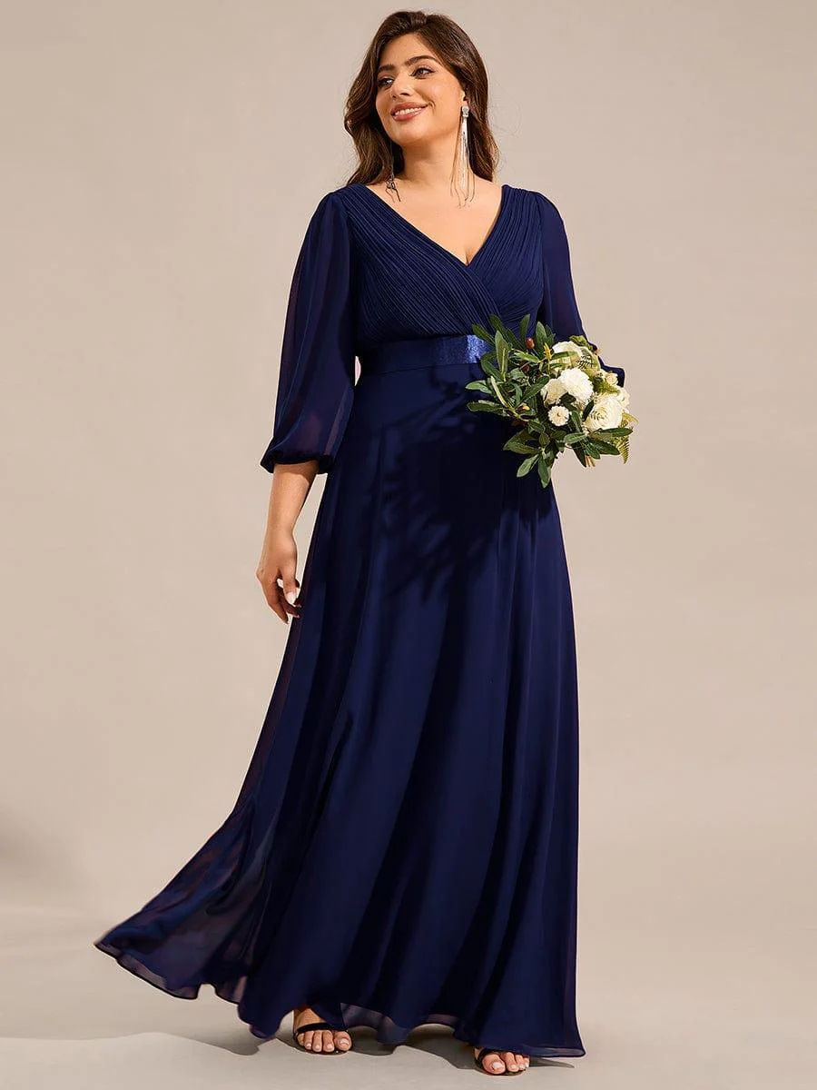 ever OLIVIA|Chiffon Long Sleeve Empire Waist Maxi Evening Dress with Pleated Detailing - Image 21