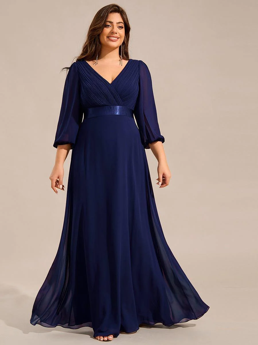 ever OLIVIA|Chiffon Long Sleeve Empire Waist Maxi Evening Dress with Pleated Detailing - Image 22