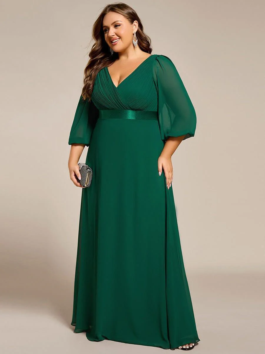 ever OLIVIA|Chiffon Long Sleeve Empire Waist Maxi Evening Dress with Pleated Detailing - Image 37