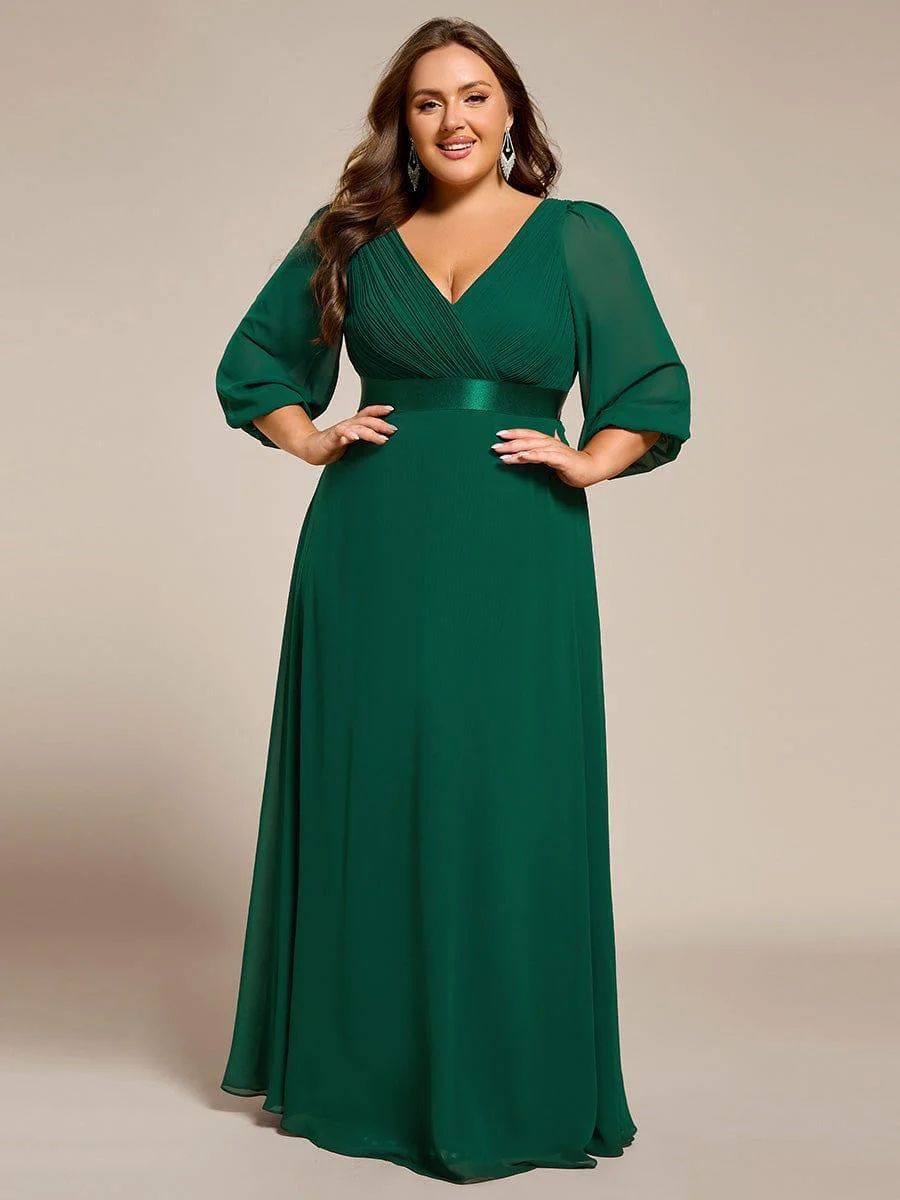 ever OLIVIA|Chiffon Long Sleeve Empire Waist Maxi Evening Dress with Pleated Detailing - Image 38