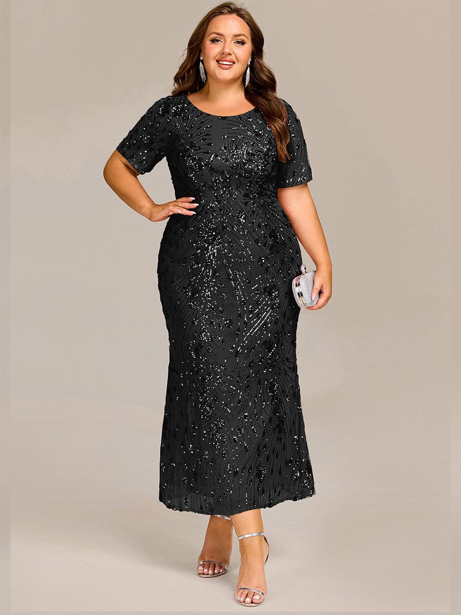 pretty HAYLEN|Plus Size Pleated Sequin Evening Dress