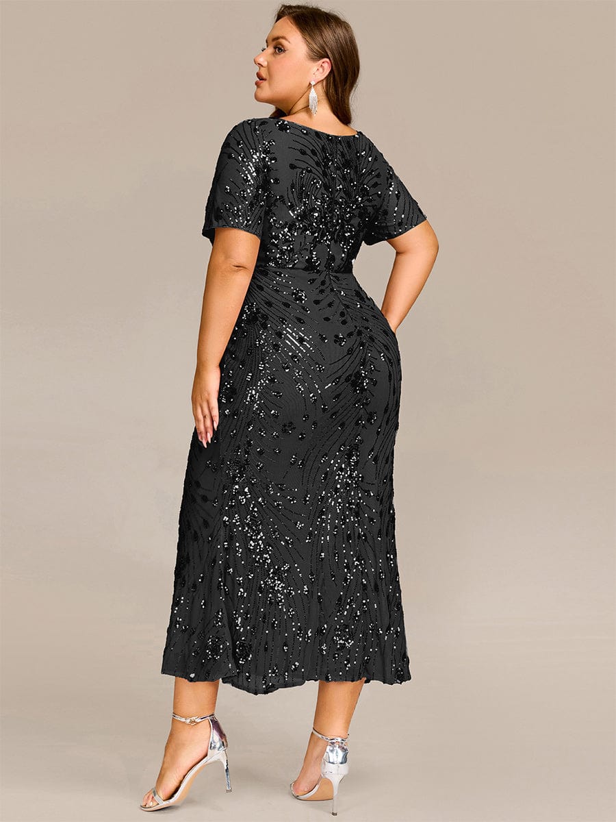pretty HAYLEN|Plus Size Pleated Sequin Evening Dress - Image 2