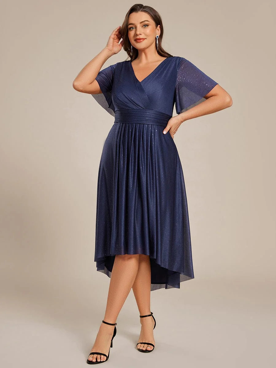 Plus Size Sequin A-Line Midi Wedding Guest Dress - Image 10
