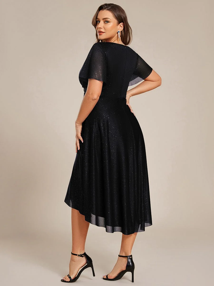 Plus Size Sequin A-Line Midi Wedding Guest Dress - Image 2