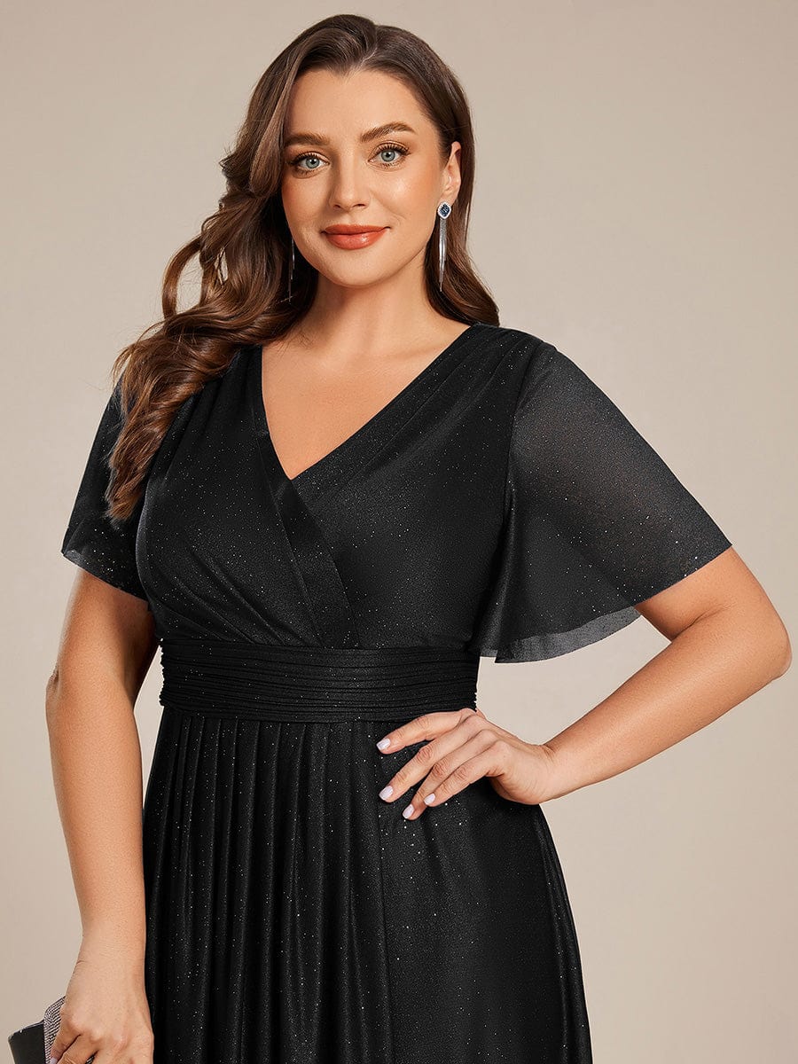 Plus Size Sequin A-Line Midi Wedding Guest Dress - Image 3