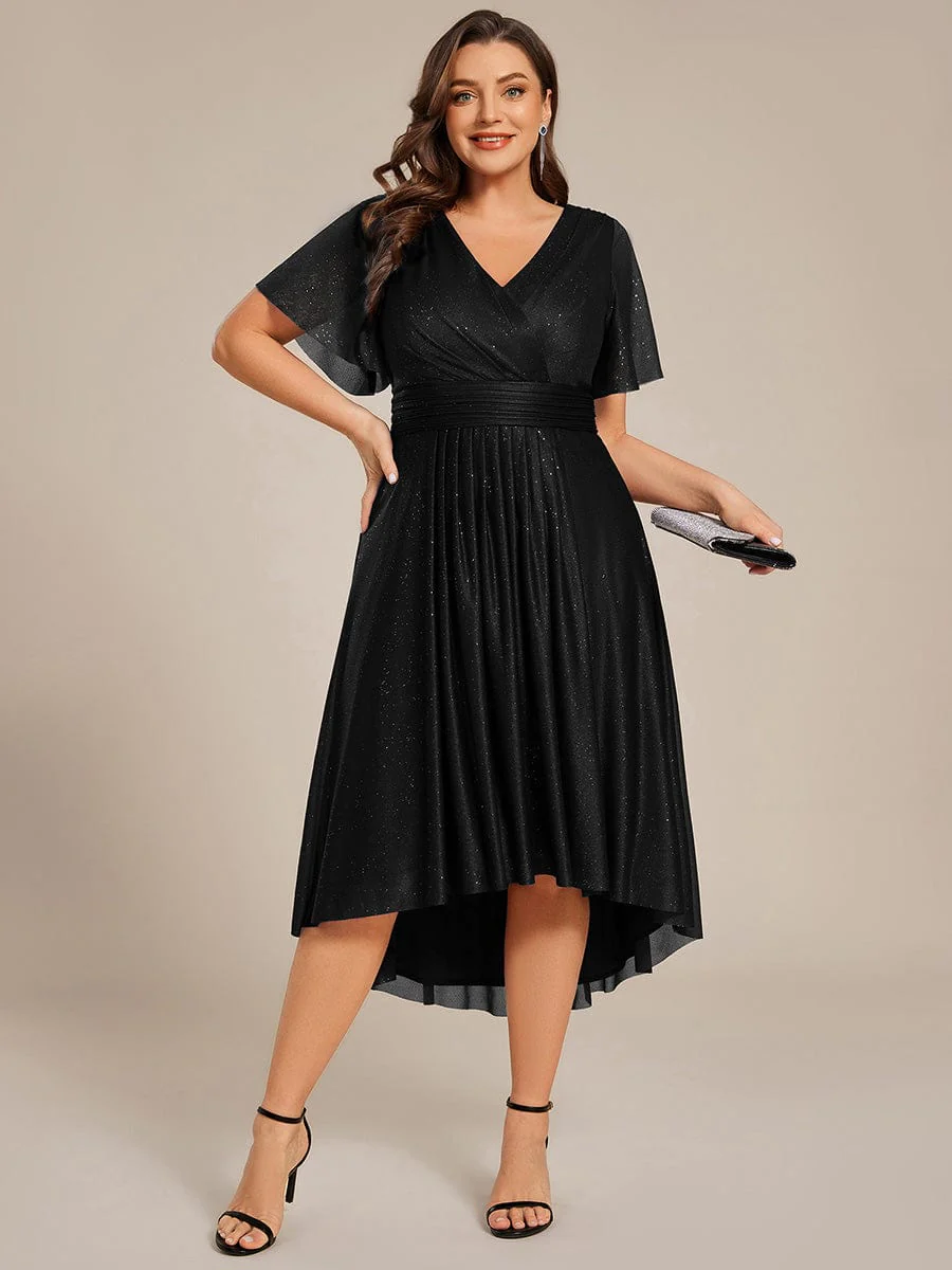 Plus Size Sequin A-Line Midi Wedding Guest Dress - Image 4