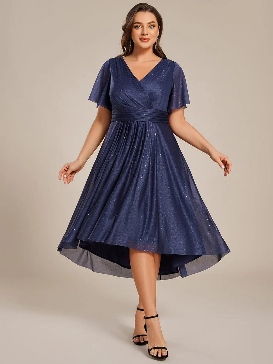 Plus Size Sequin A-Line Midi Wedding Guest Dress - Image 6