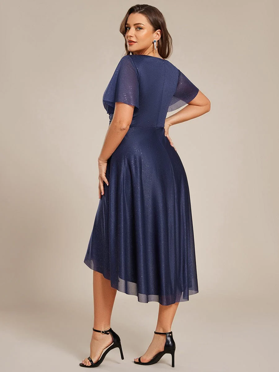 Plus Size Sequin A-Line Midi Wedding Guest Dress - Image 7