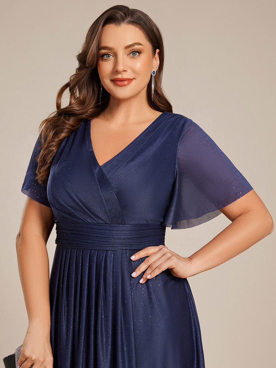 Plus Size Sequin A-Line Midi Wedding Guest Dress - Image 8