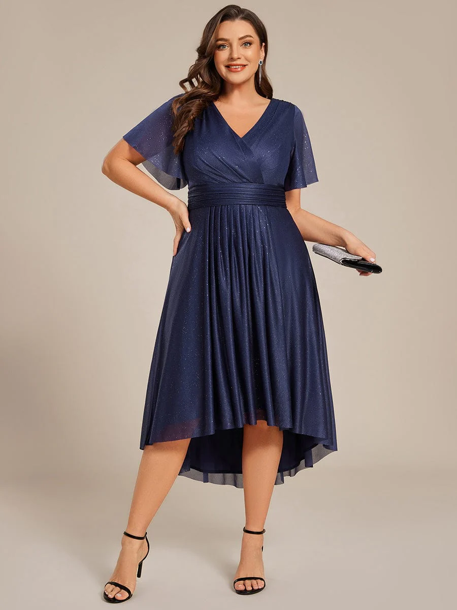 Plus Size Sequin A-Line Midi Wedding Guest Dress - Image 9