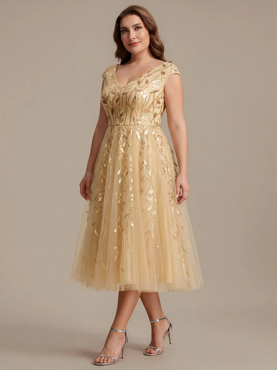 Sequin Cap Sleeve A-Line Dress - Image 29