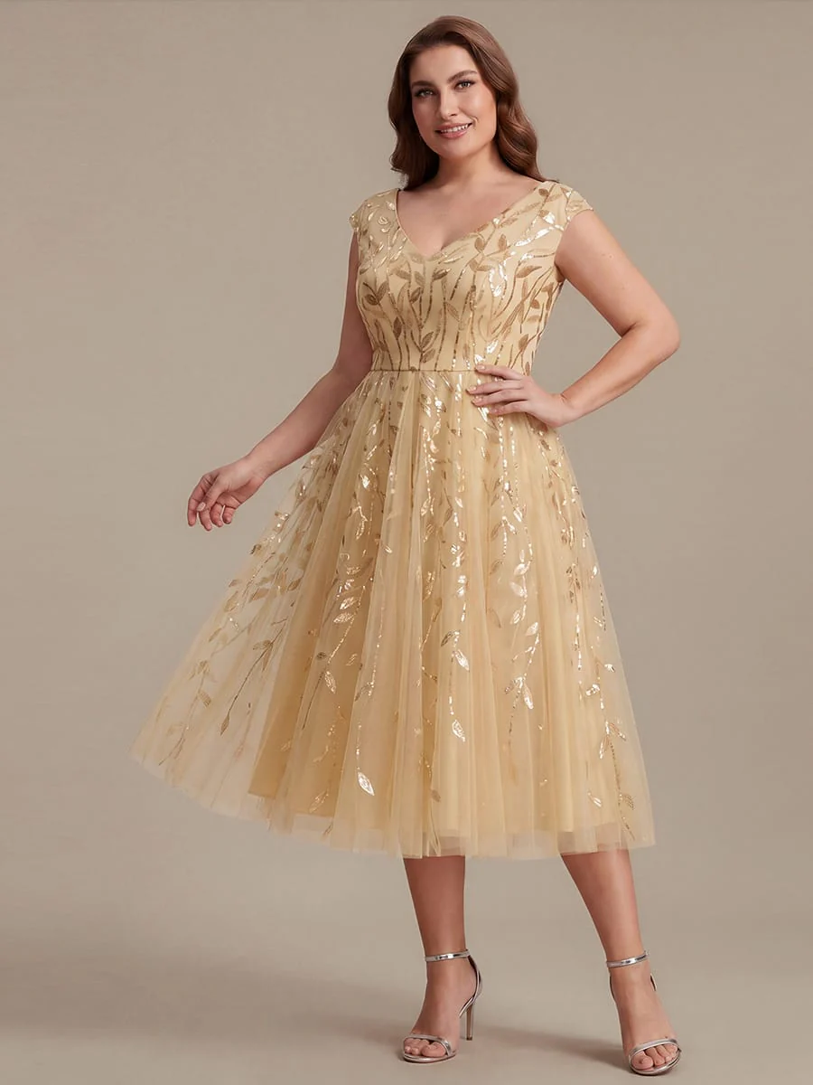Sequin Cap Sleeve A-Line Dress - Image 30