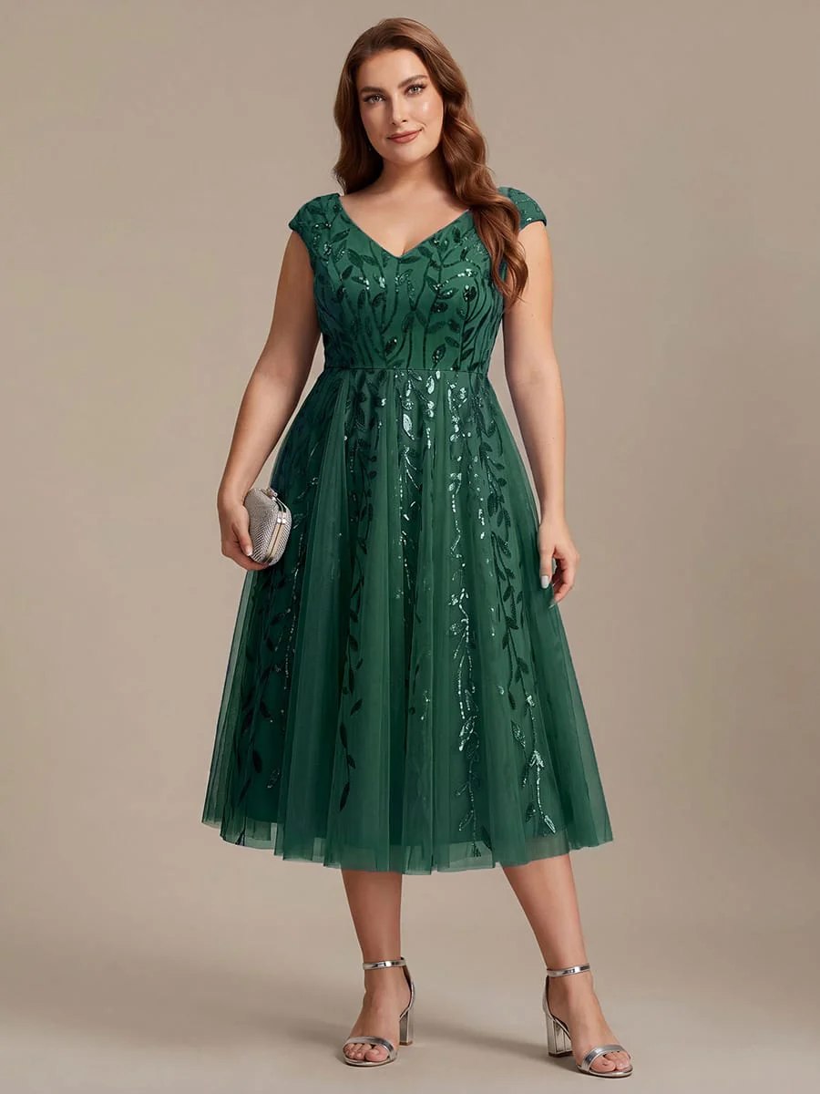 Sequin Cap Sleeve A-Line Dress - Image 36