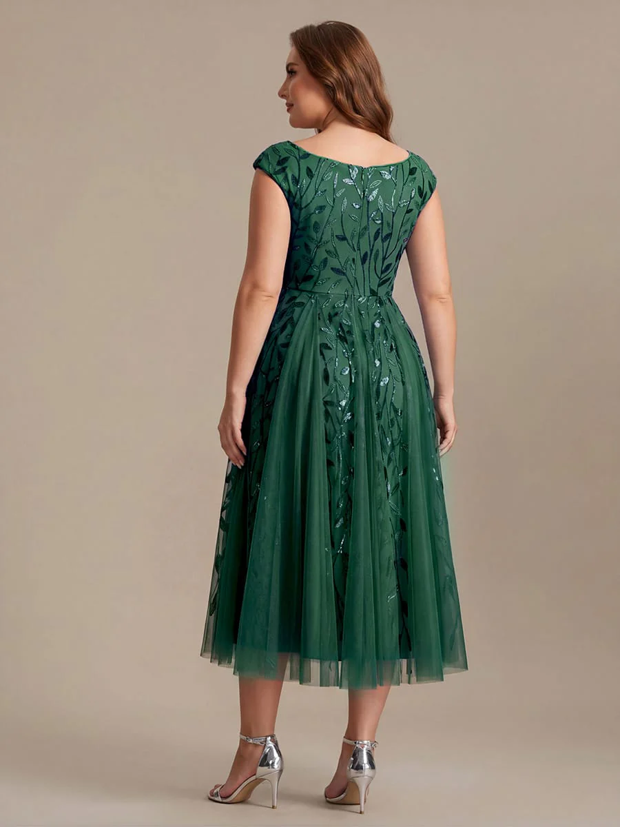 Sequin Cap Sleeve A-Line Dress - Image 37
