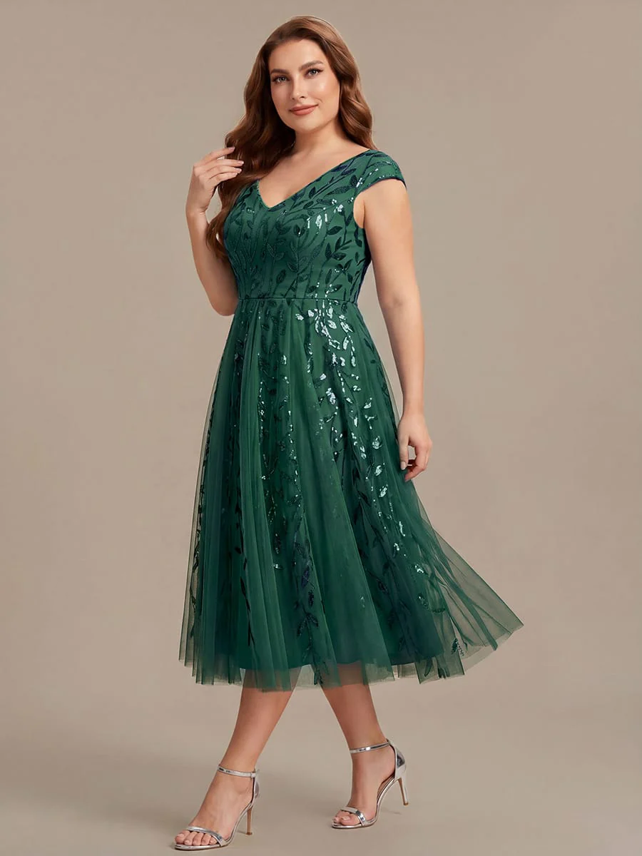 Sequin Cap Sleeve A-Line Dress - Image 39