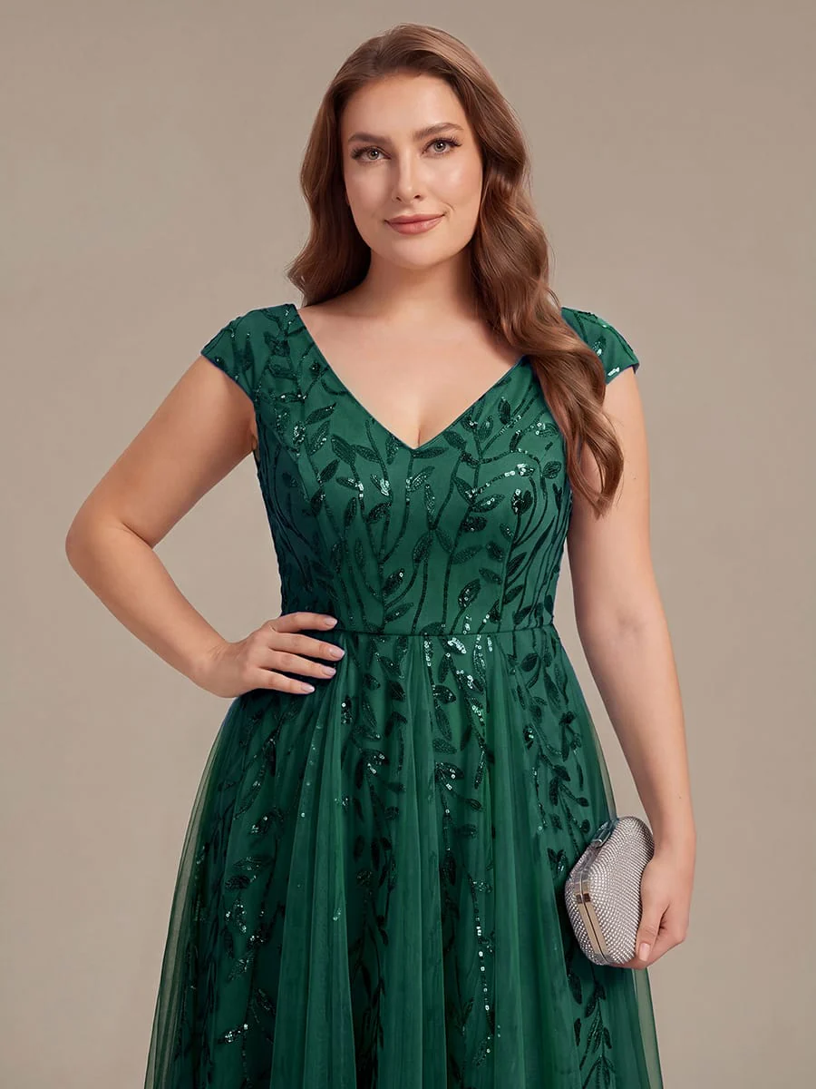 Sequin Cap Sleeve A-Line Dress - Image 40