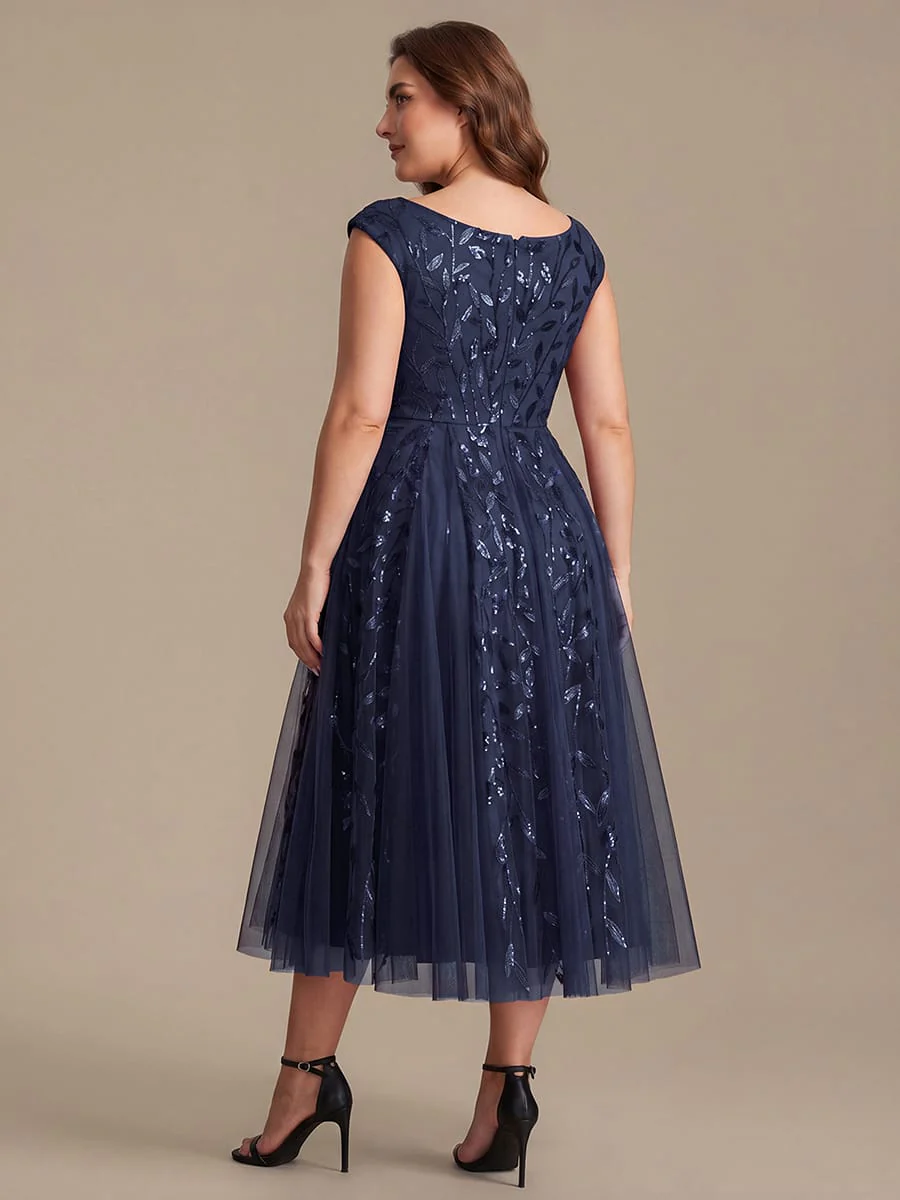 Sequin Cap Sleeve A-Line Dress - Image 49