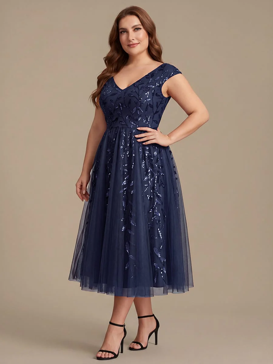 Sequin Cap Sleeve A-Line Dress - Image 50