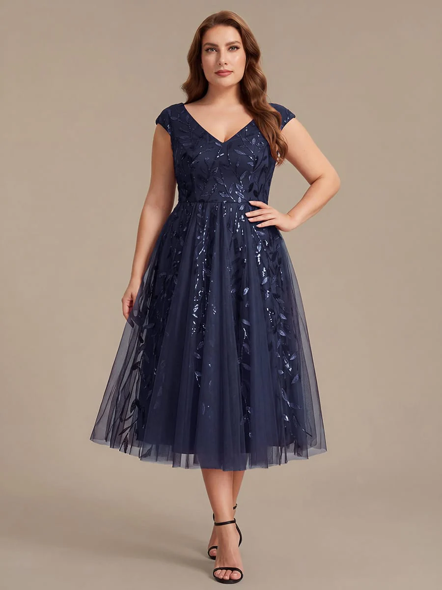 Sequin Cap Sleeve A-Line Dress - Image 51