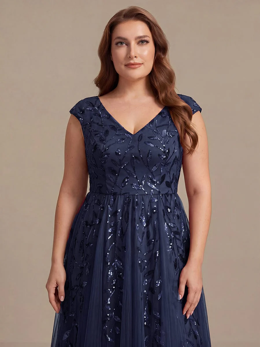 Sequin Cap Sleeve A-Line Dress - Image 52