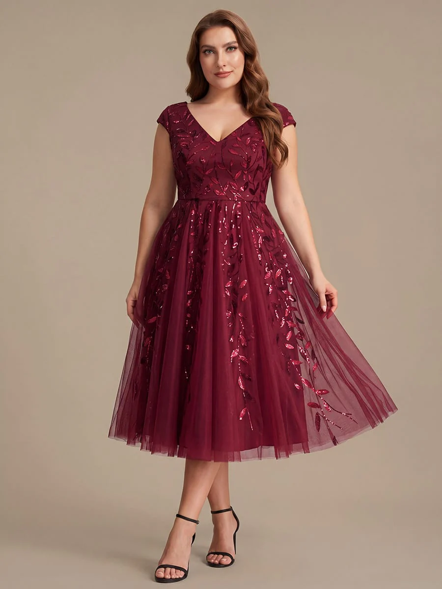 Sequin Cap Sleeve A-Line Dress - Image 61