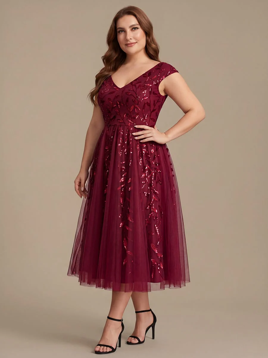 Sequin Cap Sleeve A-Line Dress - Image 63